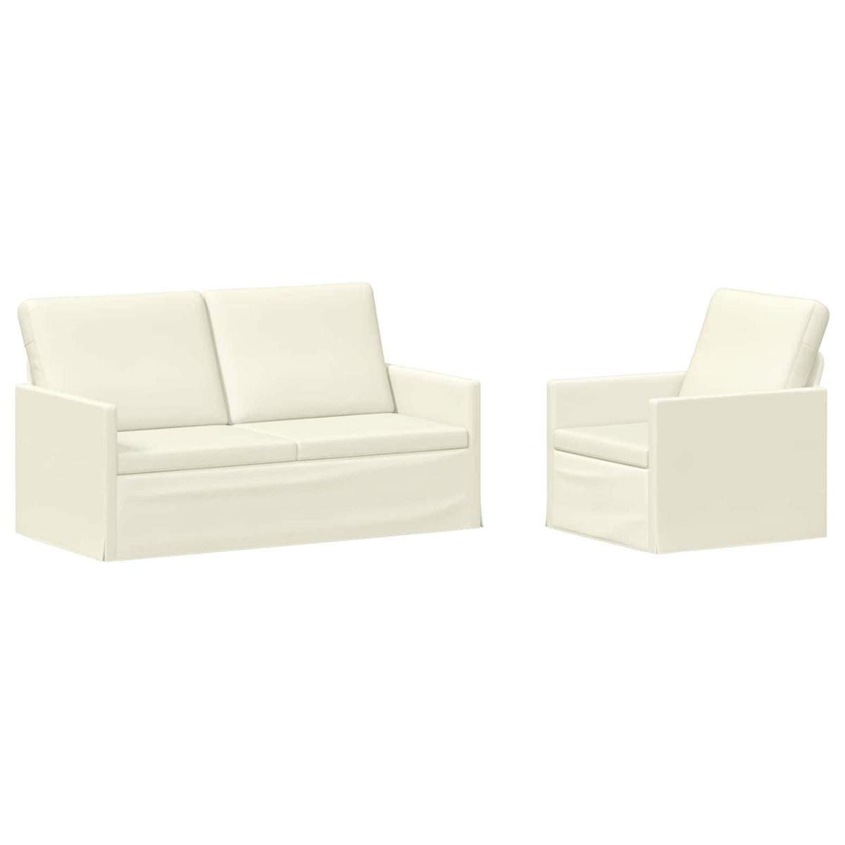 Sofa Set 2 pcs Cream Corduroy Fabric