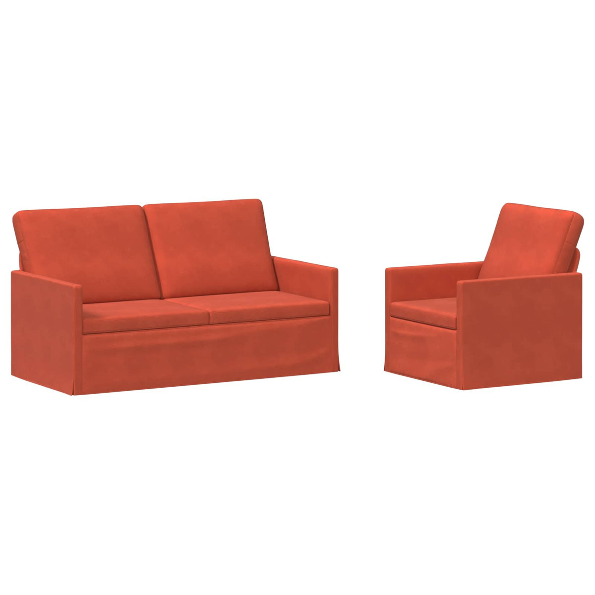 Sofa Set 2 pcs Red Orange Corduroy Fabric