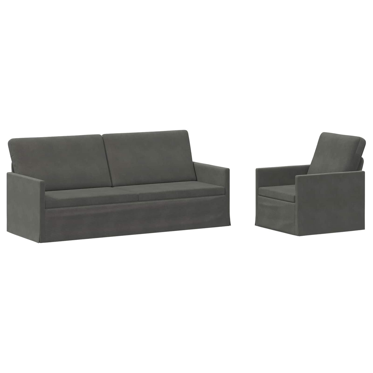 Sofa Set 2 pcs Dark Grey Corduroy Fabric