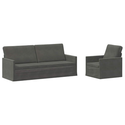 Sofa Set 2 pcs Dark Grey Corduroy Fabric