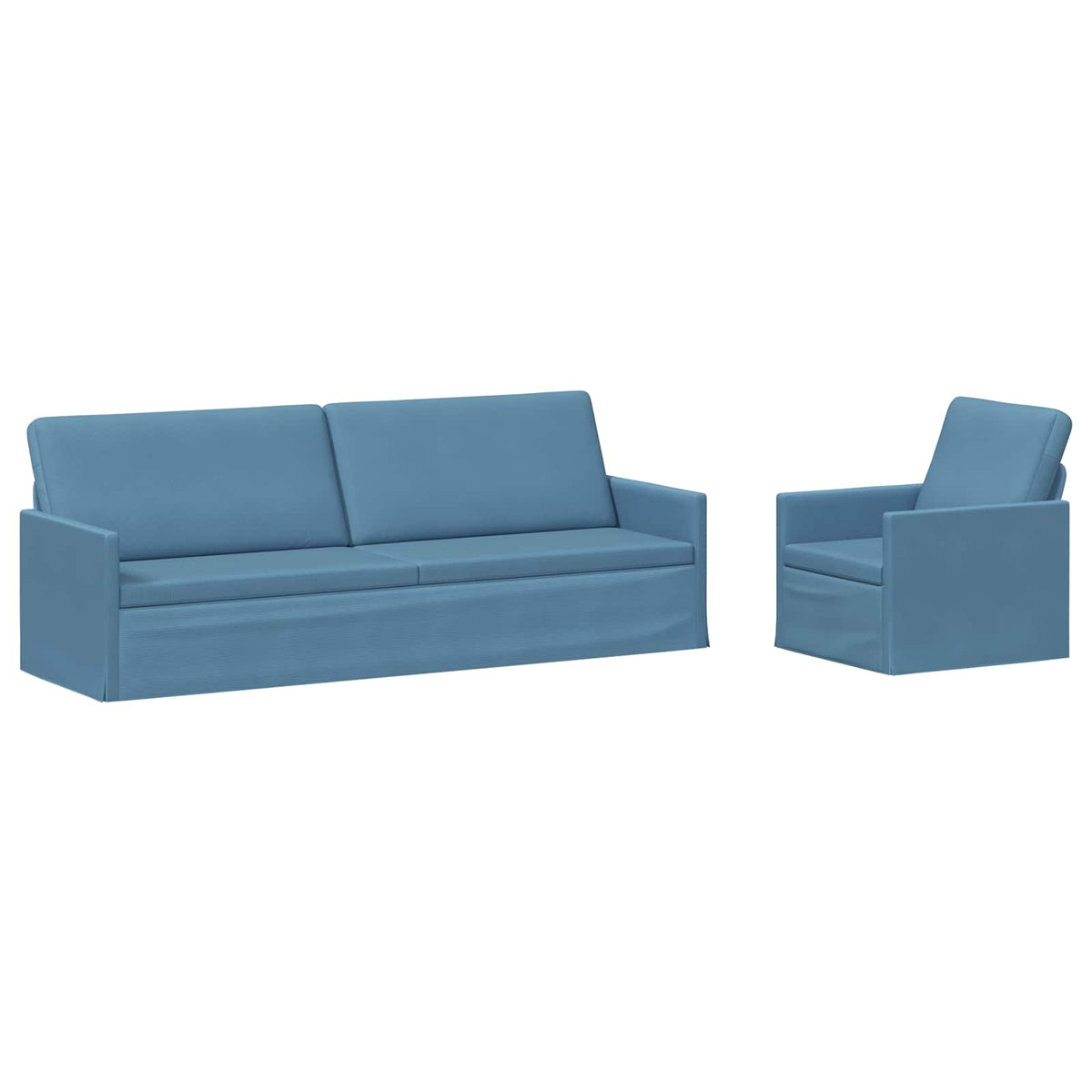 Sofa Set 2 pcs Blue Corduroy Fabric