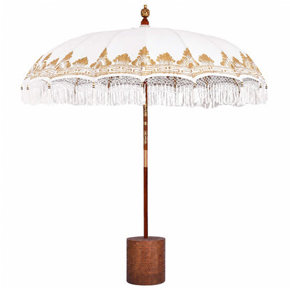 Balinese Parasol with Base Ø 210-220 cm Cream and Brown