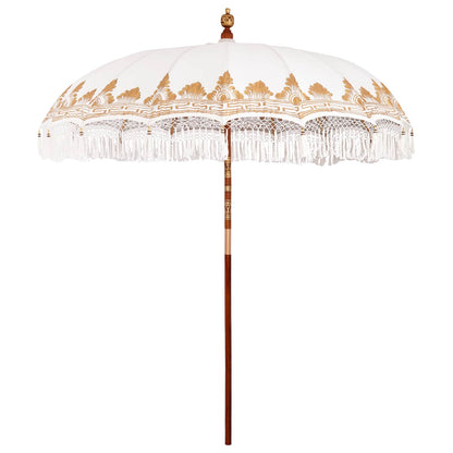 Balinese Parasol with Base Ø 210-220 cm Cream and Brown