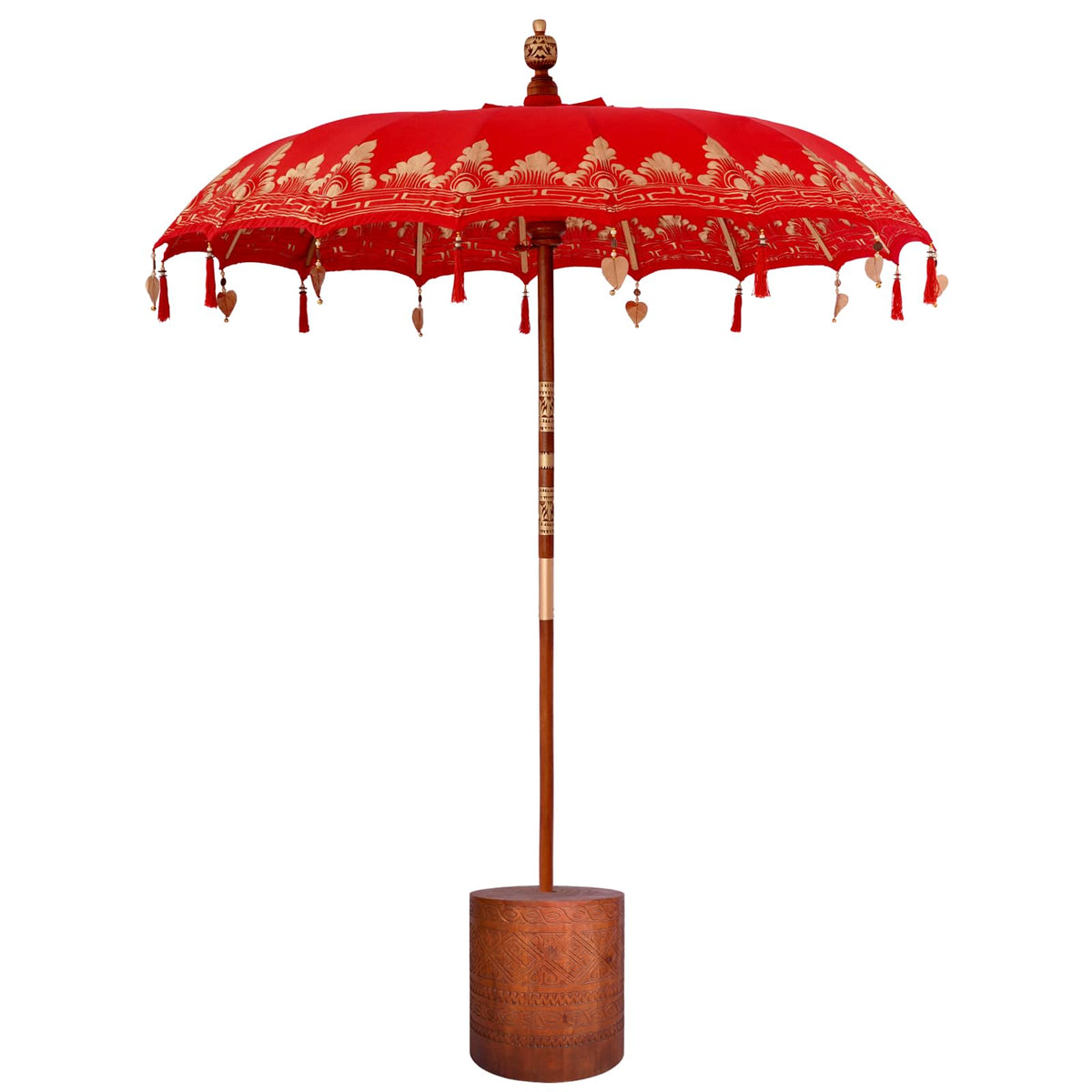 Balinese Parasol with Base 260 190 x 190 x 295 cm Red and Brown