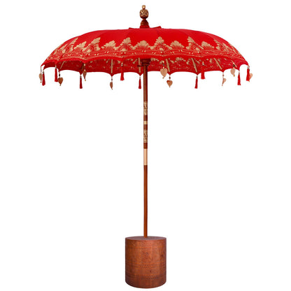 Balinese Parasol with Base 260 190 x 190 x 295 cm Red and Brown
