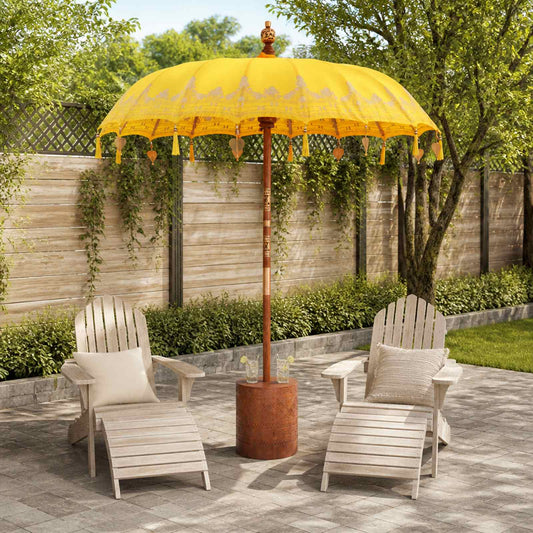 Balinese Parasol with Base 190 x 190 x 295 cm Yellow and Brown
