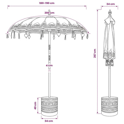 Balinese Parasol with Base 2 pcs Pink
