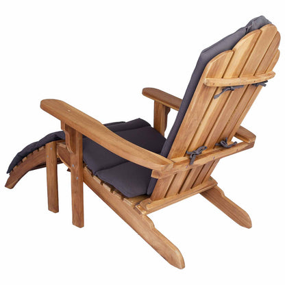 Garden Adirondack Chair with Footrest Natural Solid Teak Wood