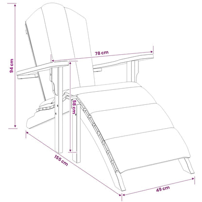 Garden Adirondack Chair with Footrest Natural Solid Teak Wood