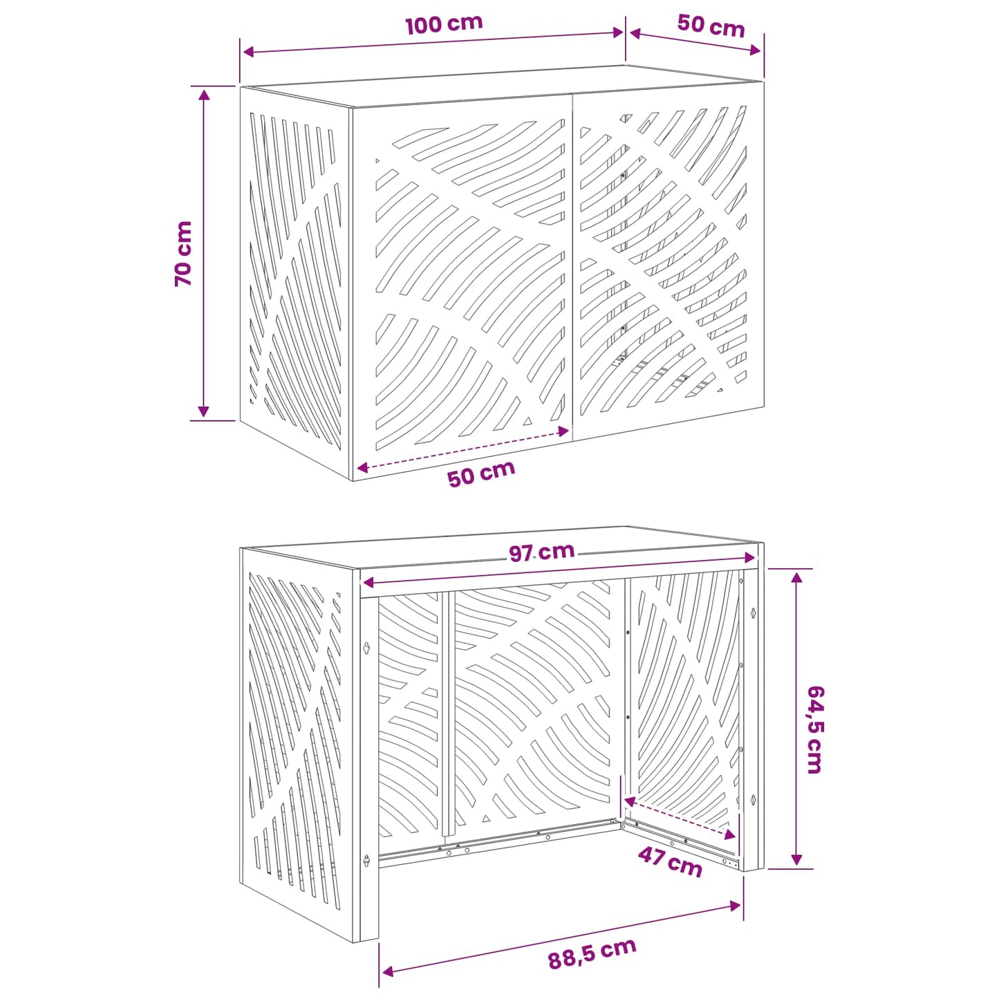 Air Conditioner Cover Black 100 x 50 x 70 cm Steel