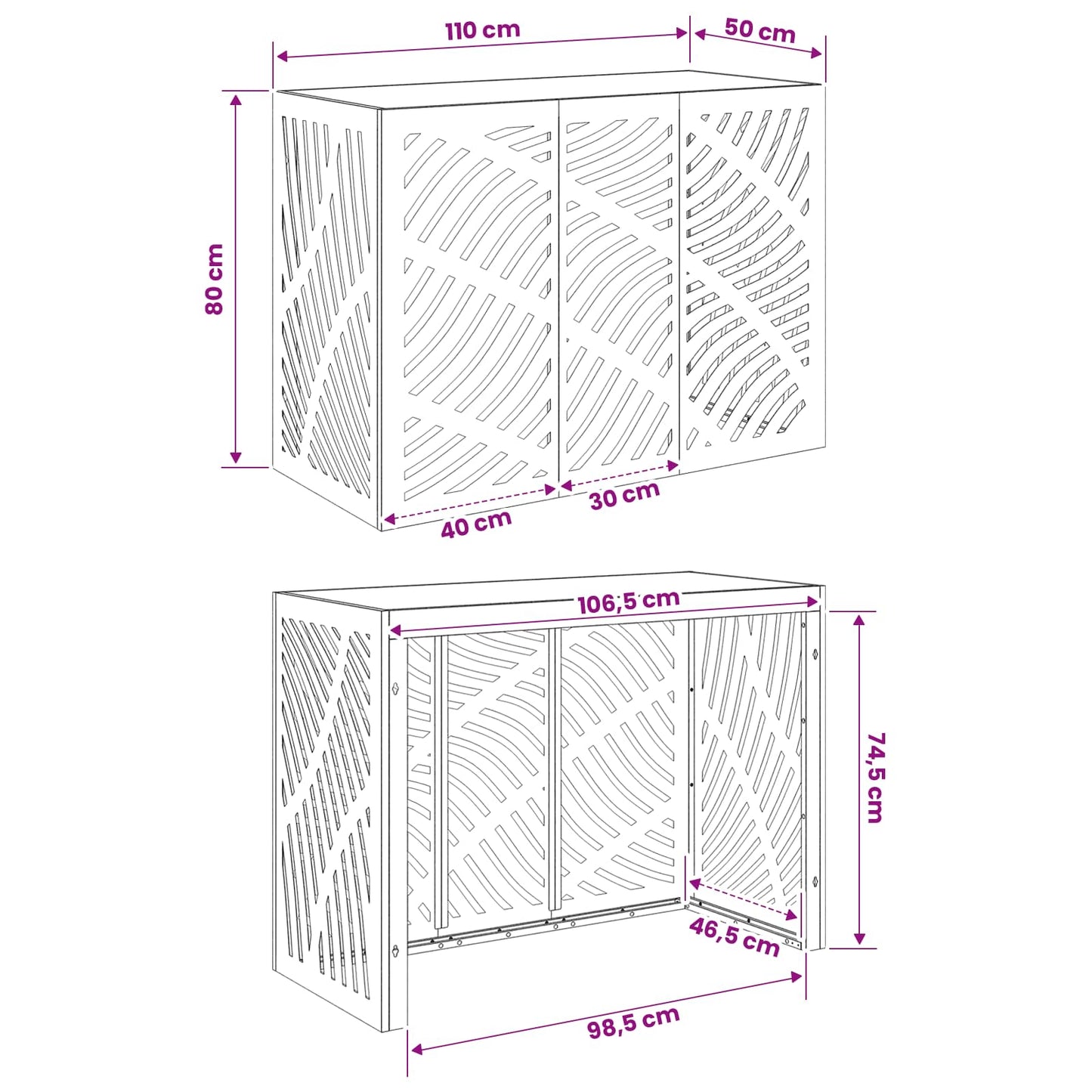 Air Conditioner Cover White 110 x 50 x 80 cm Steel