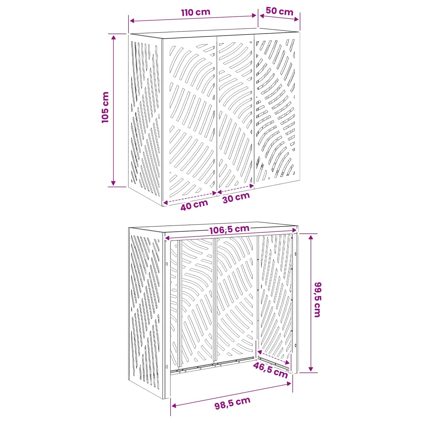 Air Conditioner Cover Black 110 x 50 x 105 cm Steel
