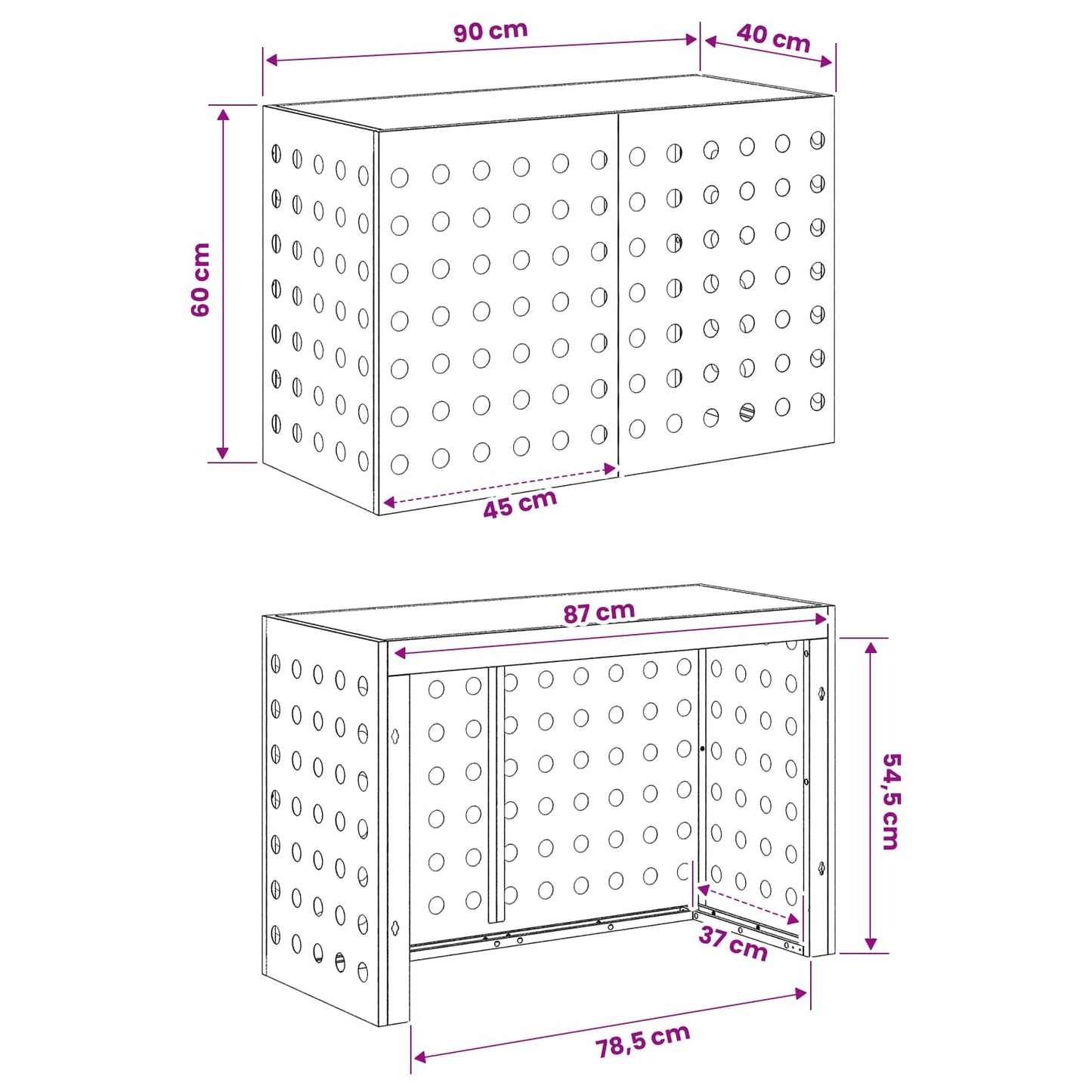 Air Conditioner Cover Anthracite 90 x 40 x 60 cm Steel