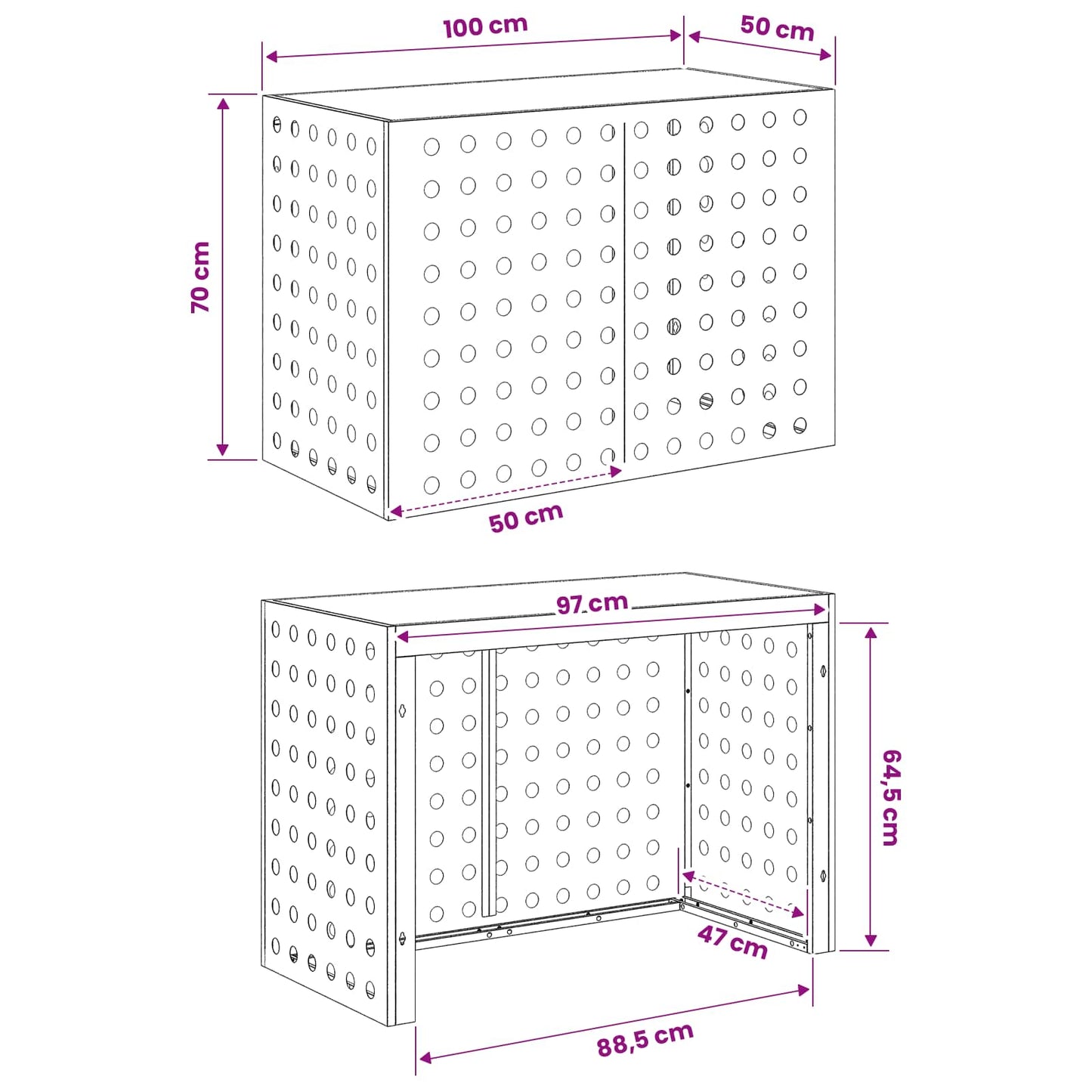 Air Conditioner Cover Silver 100 x 50 x 70 cm Stainless Steel