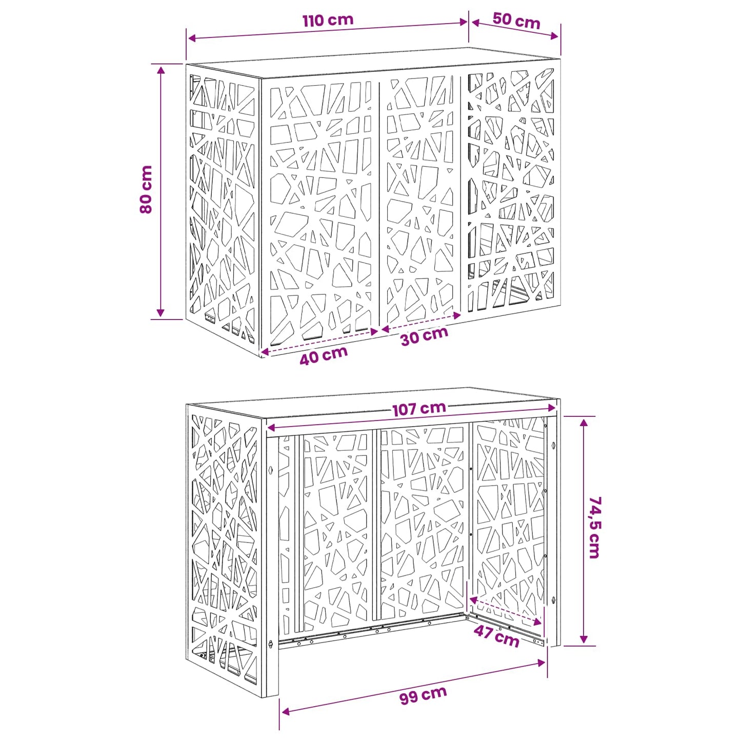 Air Conditioner Cover Anthracite 110 x 50 x 80 cm Steel
