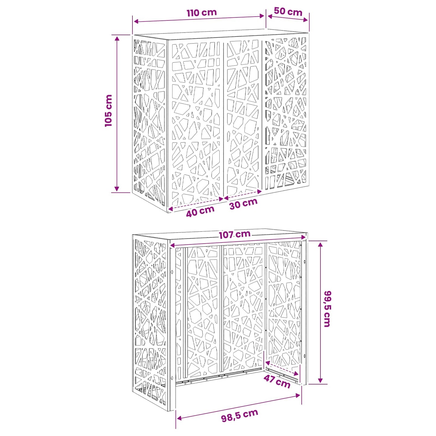 Air Conditioner Cover White 110 x 50 x 105 cm Steel