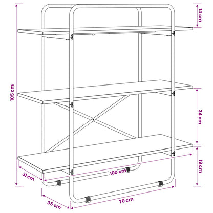 Bookshelf 3-Tier 100 x 35 x 105 cm PB Black Oak