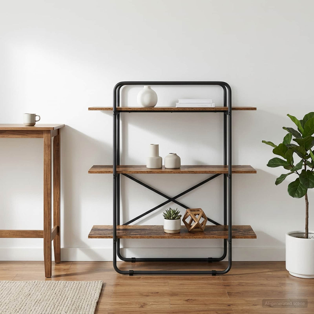 Bookshelf 3-Tier 100 x 35 x 105 cm PB Oak Wood