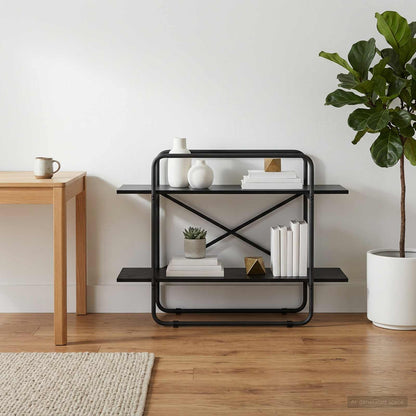 Bookshelf 2-Tier 100 x 35 x 70 cm PB Black Oak