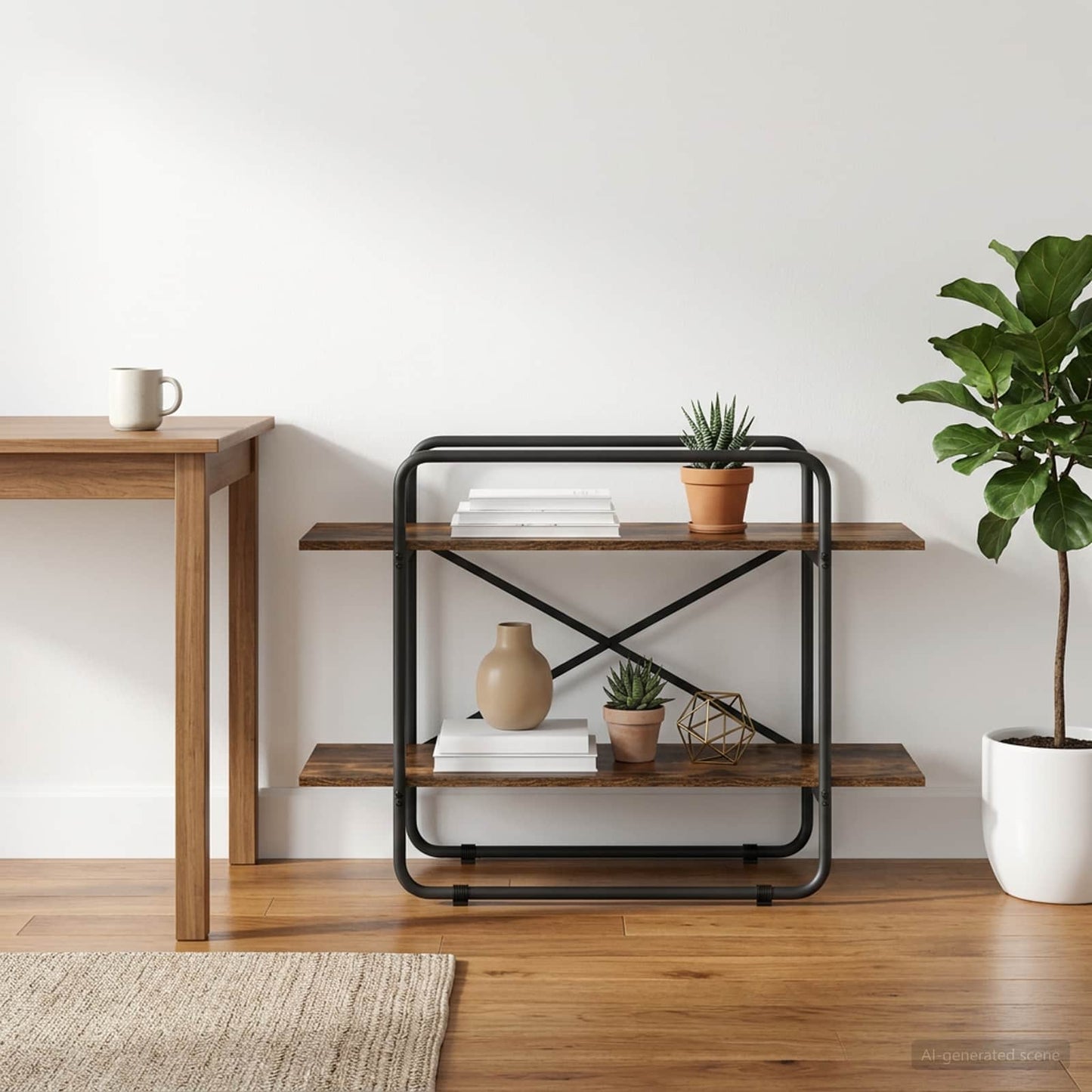Bookshelf 2-Tier 100 x 35 x 70 cm PB Smoked Oak
