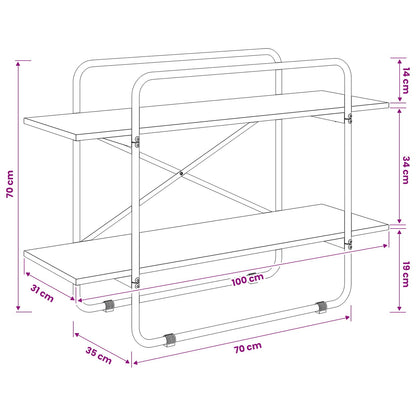 Bookshelf 2-Tier 100 x 35 x 70 cm PB Grey Sonoma