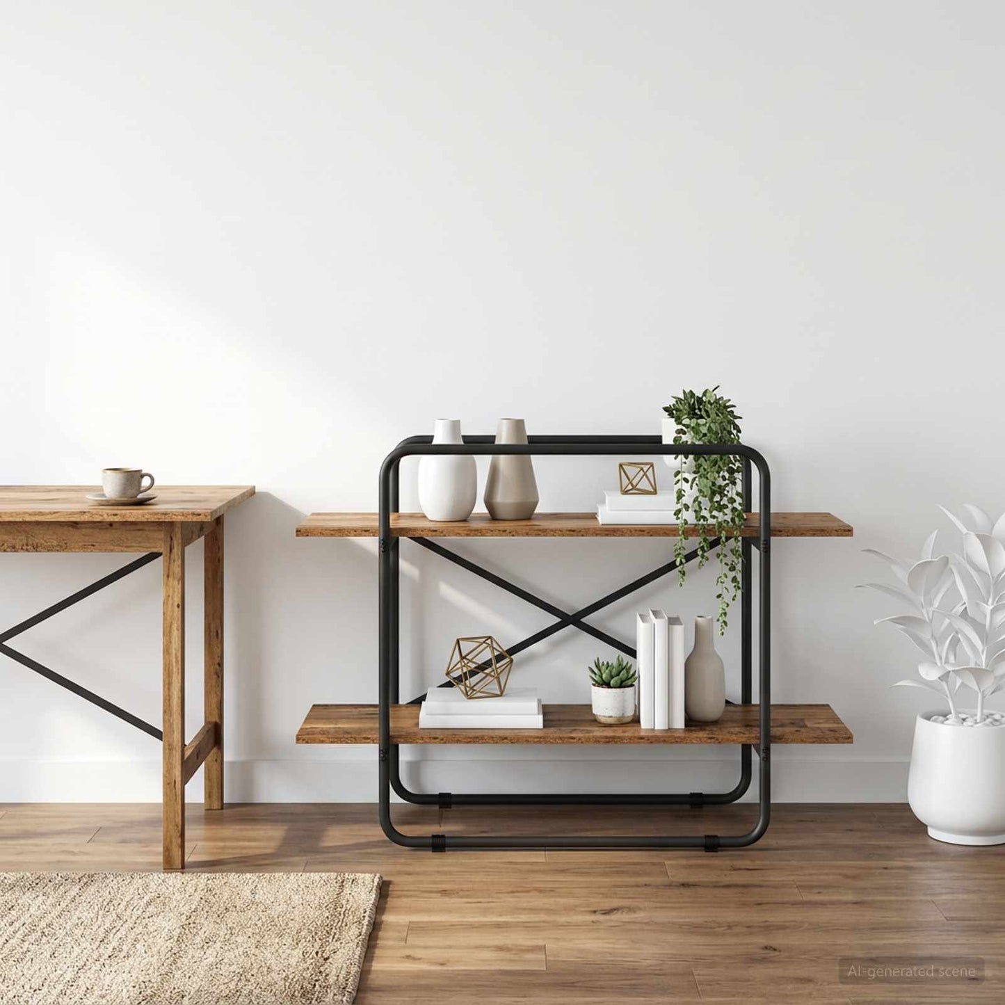 Bookshelf 2-Tier 100 x 35 x 70 cm PB Oak Wood