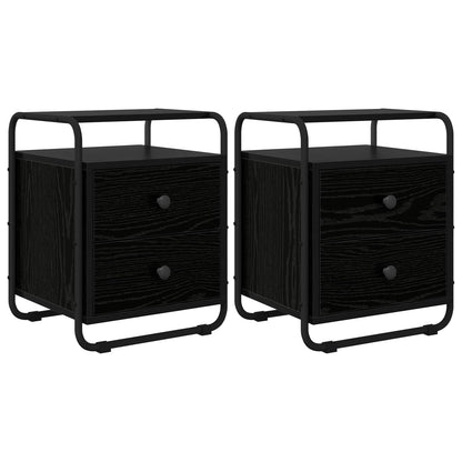 Bedside Cabinet 2 pcs Black Oak 40 x 36.5 x 50 cm