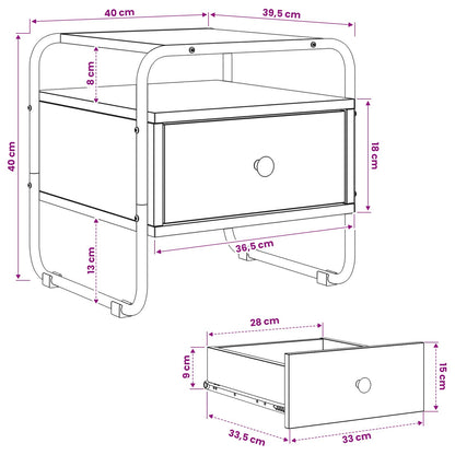 Bedside Cabinet Old Wood 40 x 39.5 x 40 cm Engineered Wood