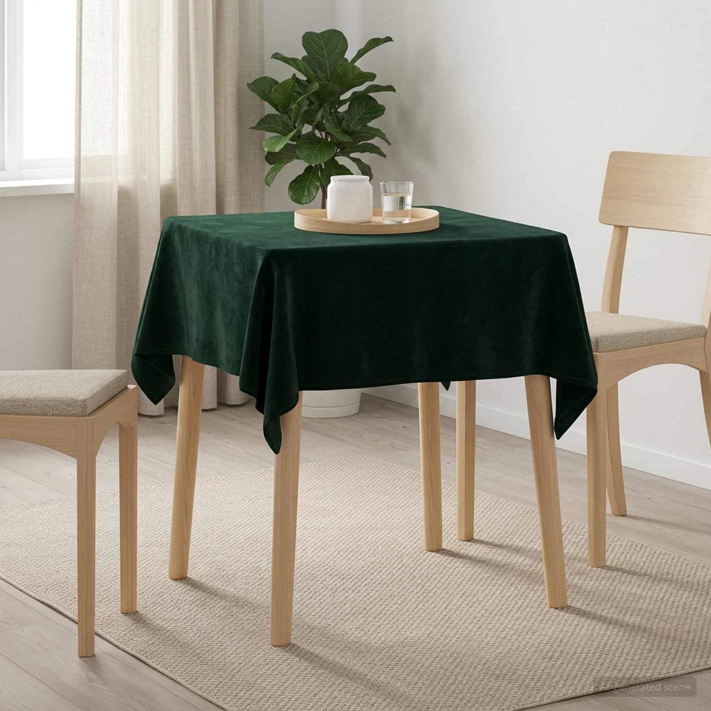 Table Cloth Square Dark Green 140 x 140 cm Polyester