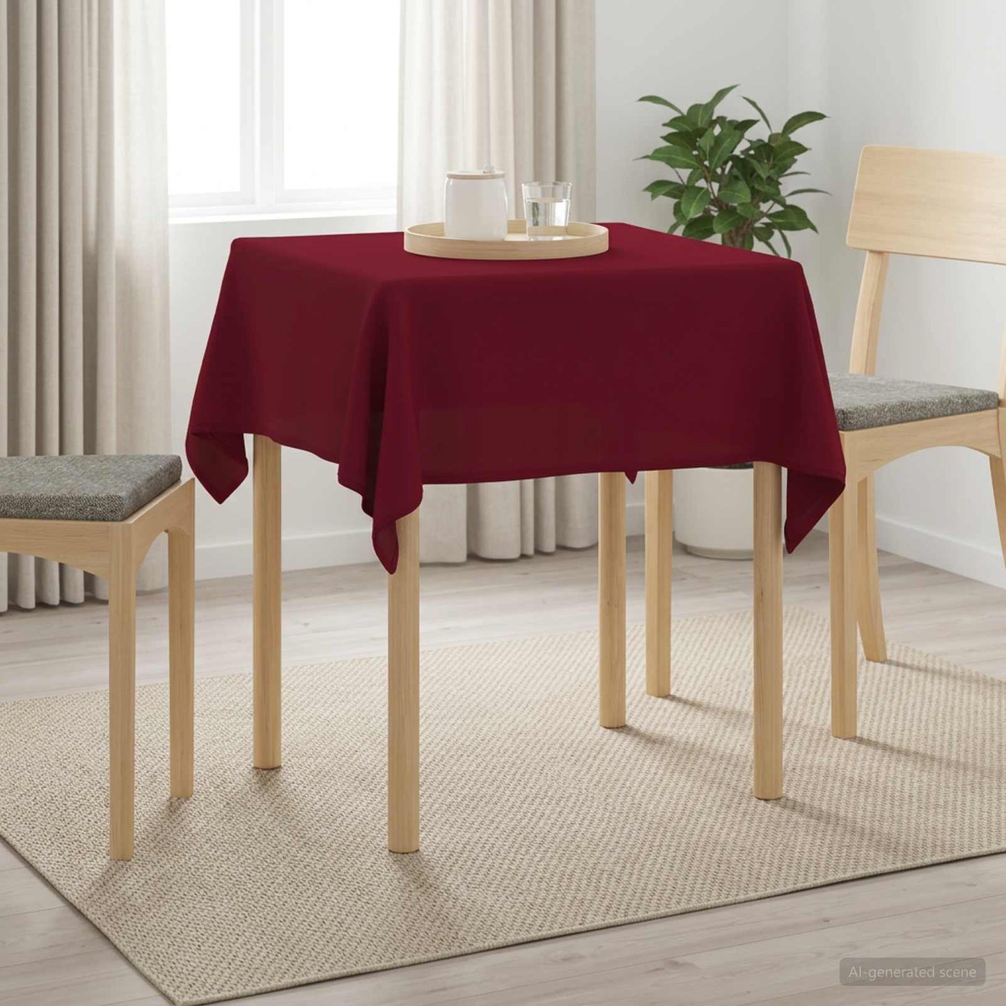 Table Cloth 5 pcs Rectangular Wine Red 140 x 140 cm Polyester