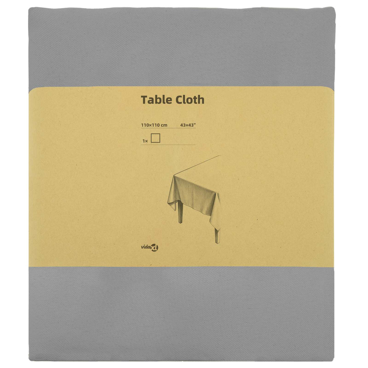 Table Cloth Square Light Grey 110 x 110 cm Polyester