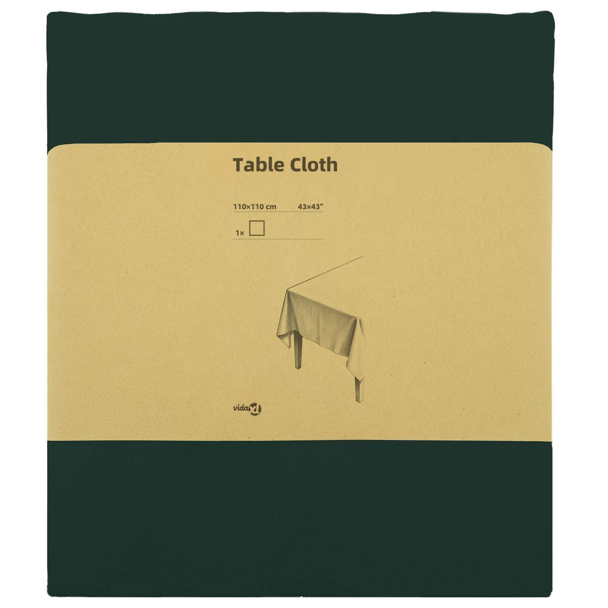 Table Cloth Square Dark Green 110 x 110 cm Polyester