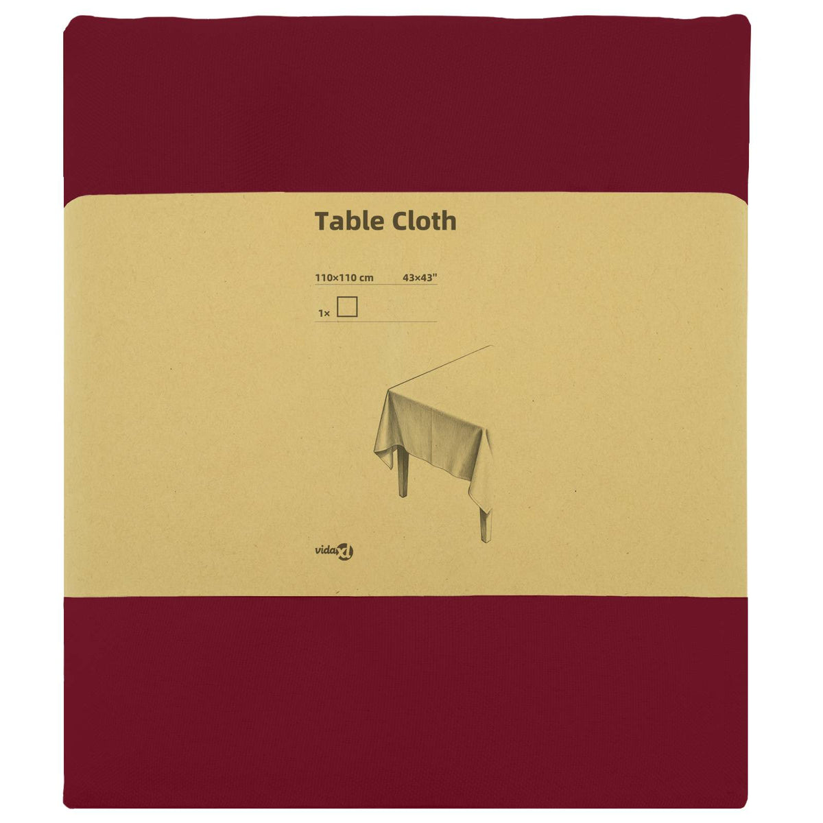 Table Cloth Square Wine Red 110 x 110 cm Polyester