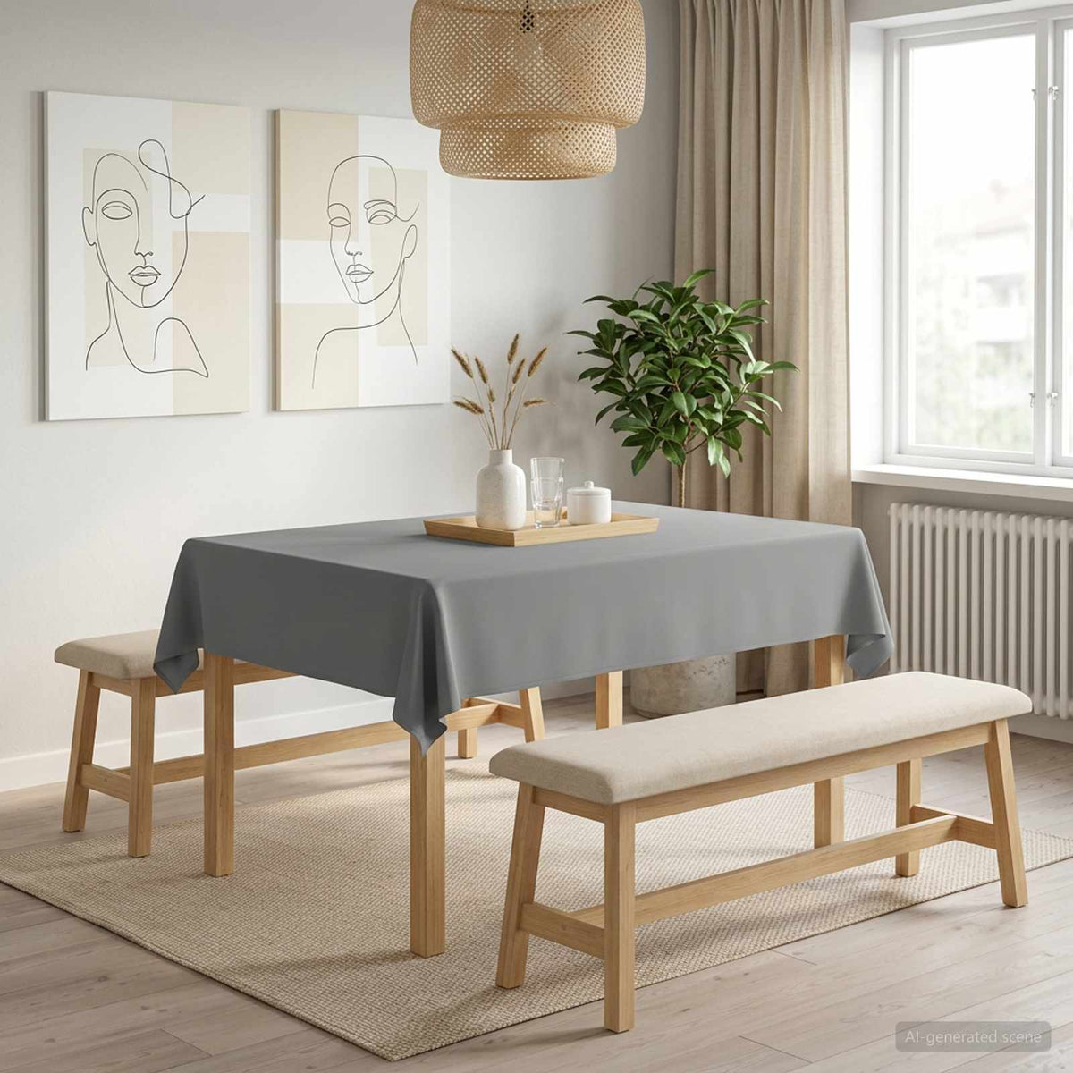 Table Cloth Rectangular Light Grey 110 x 140 cm Polyester