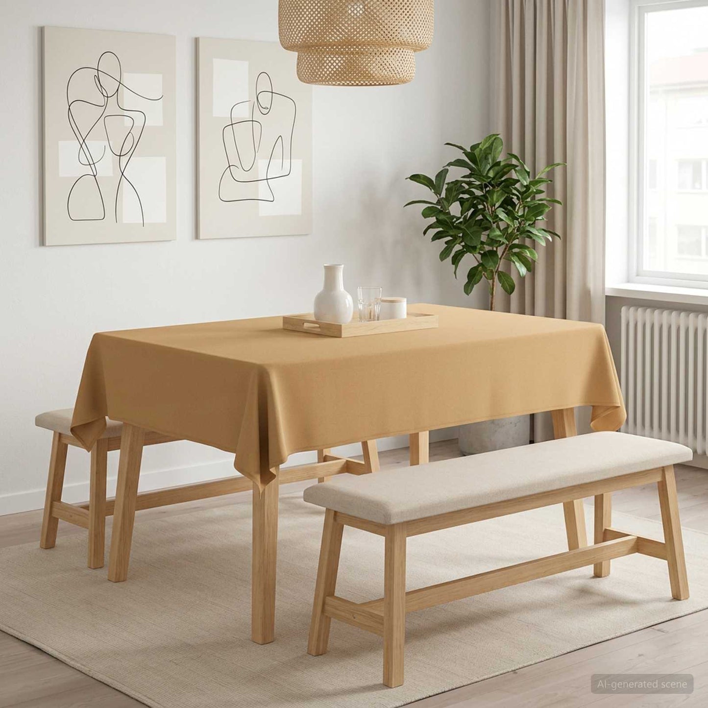 Table Cloth 5 pcs Rectangular Beige 140 x 160 cm Polyester