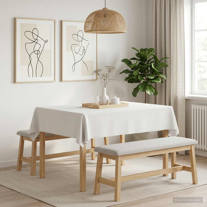 Table Cloth Rectangular White 140 x 160 cm Polyester