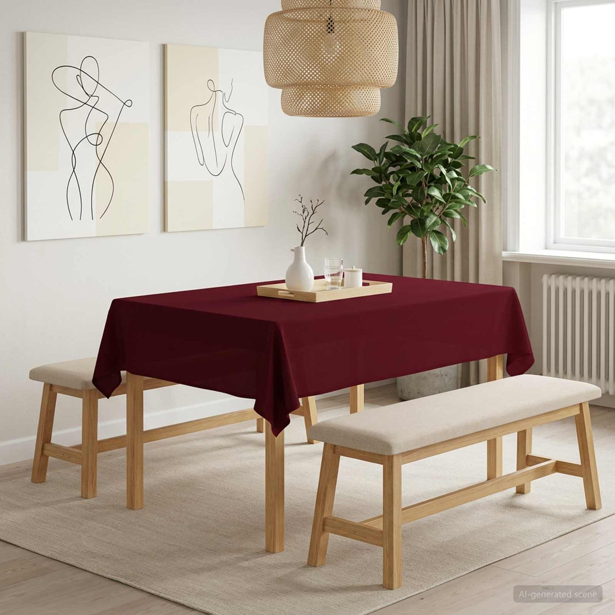 Table Cloth 5 pcs Rectangular Wine Red 140 x 160 cm Polyester