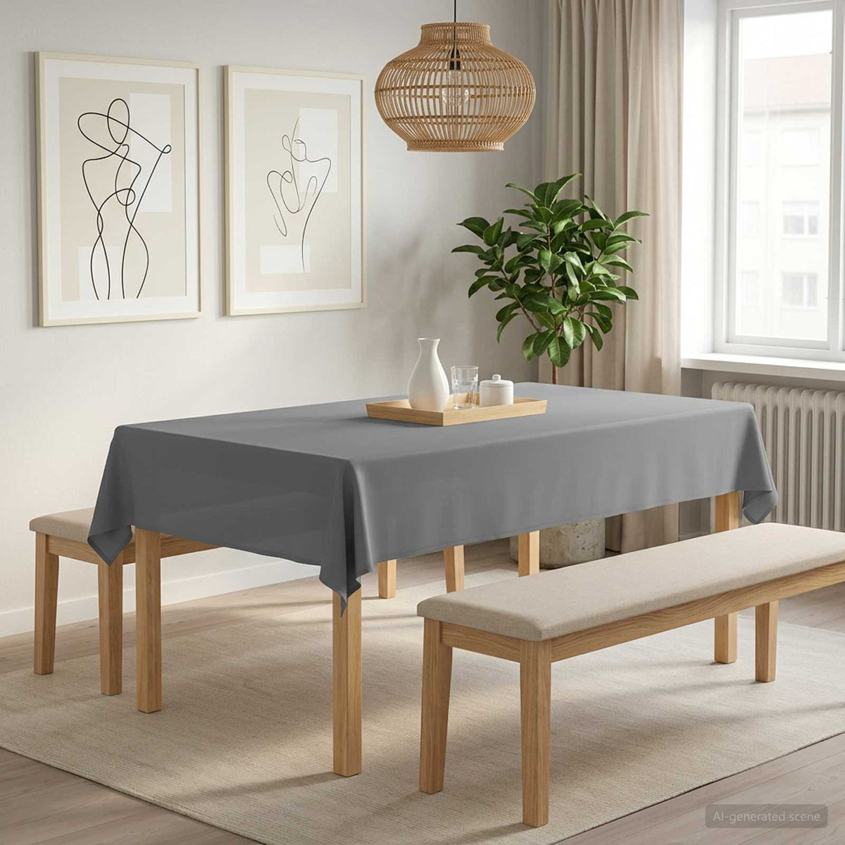 Table Cloth 5 pcs Rectangular Light Grey 140 x 200 cm Polyester