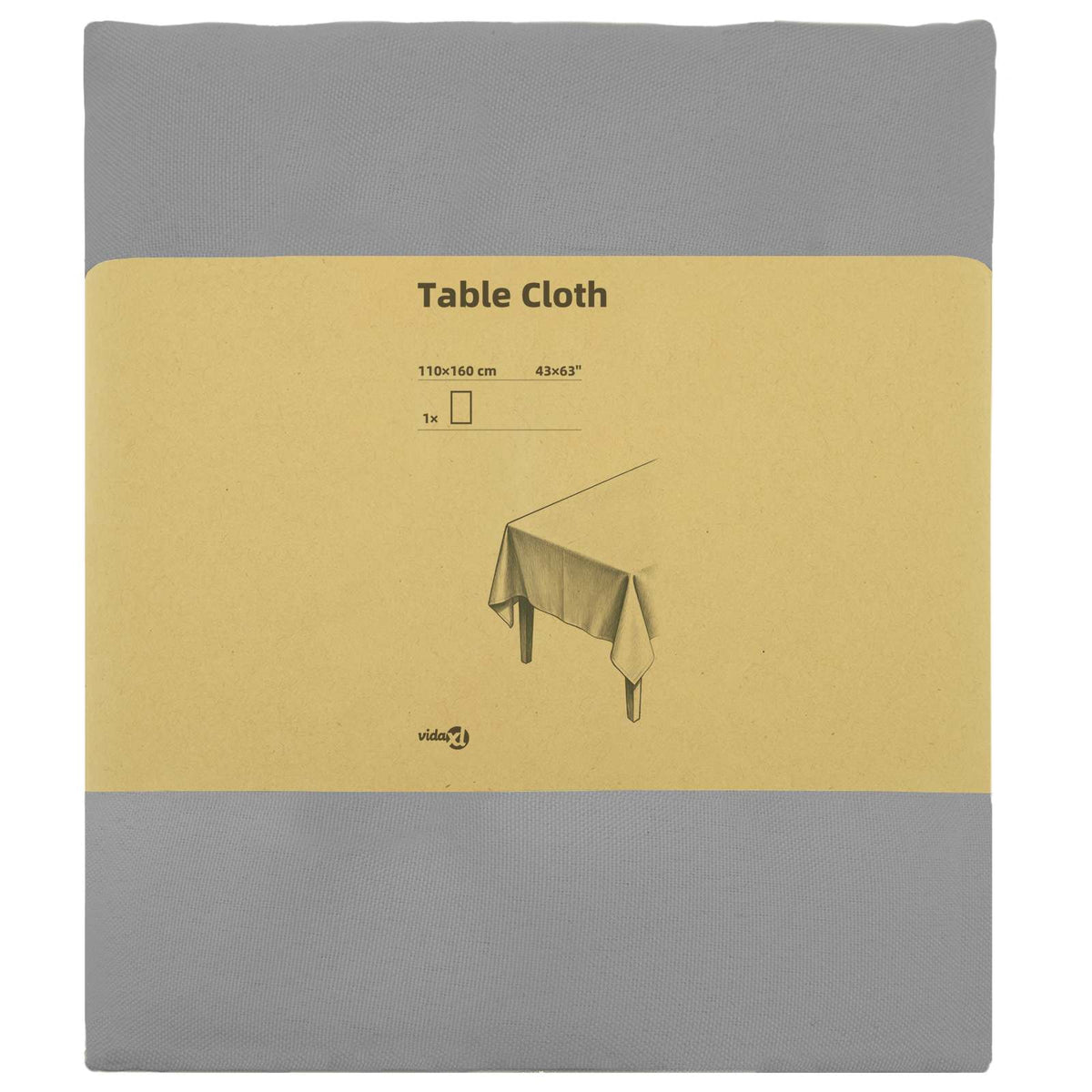Table Cloth Rectangular Light Grey 110 x 160 cm Polyester