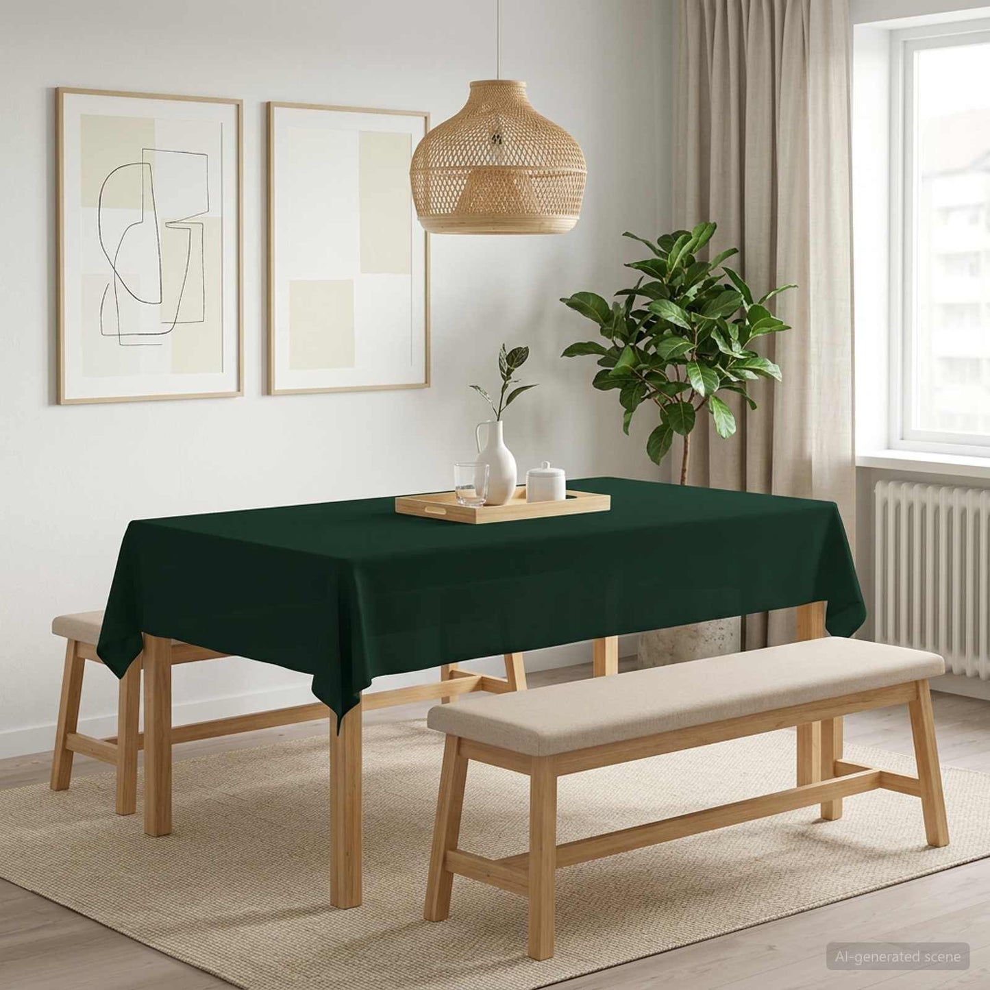 Table Cloth 5 pcs Rectangular Dark Green 140 x 200 cm Polyester