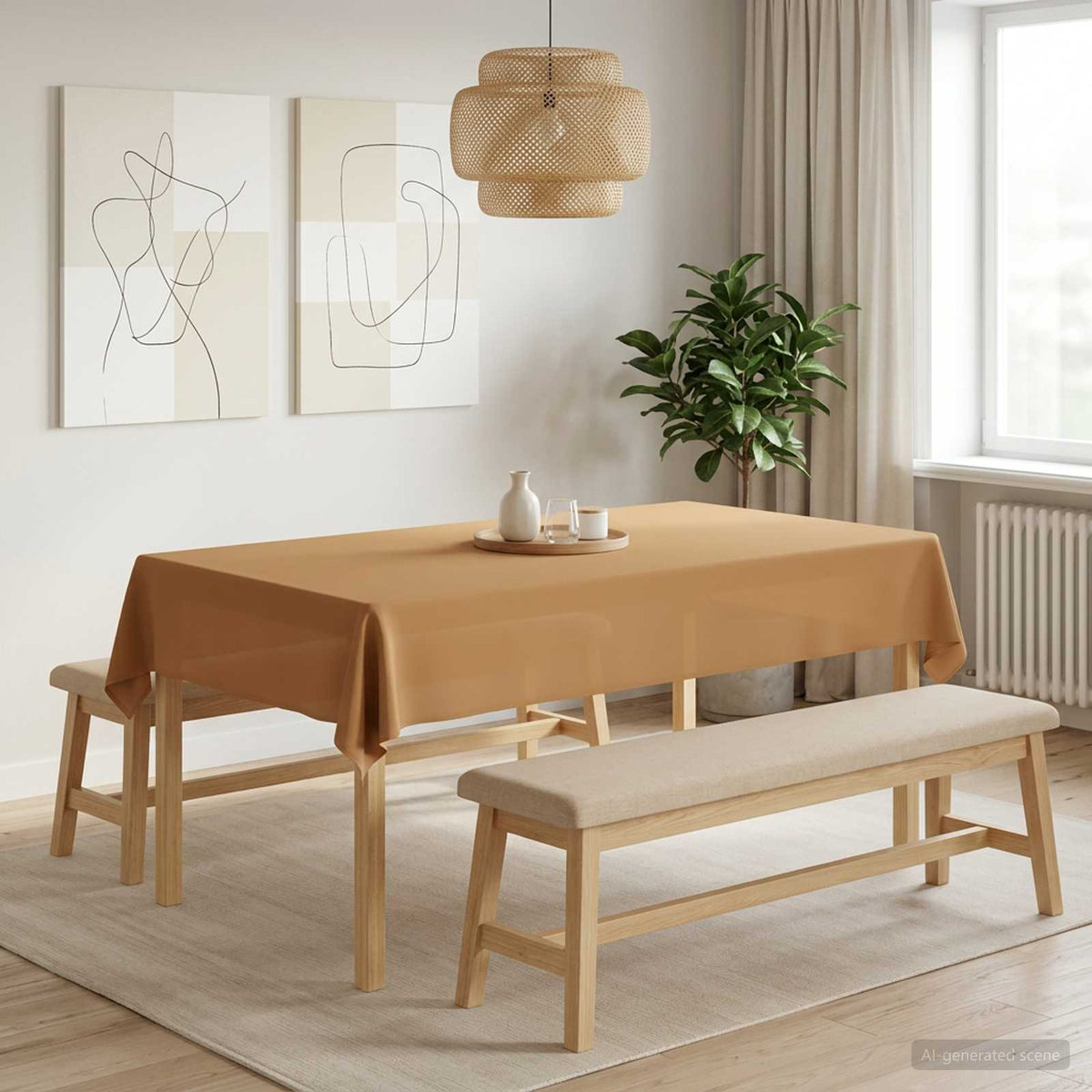 Table Cloth 5 pcs Rectangular Beige 140 x 260 cm Polyester