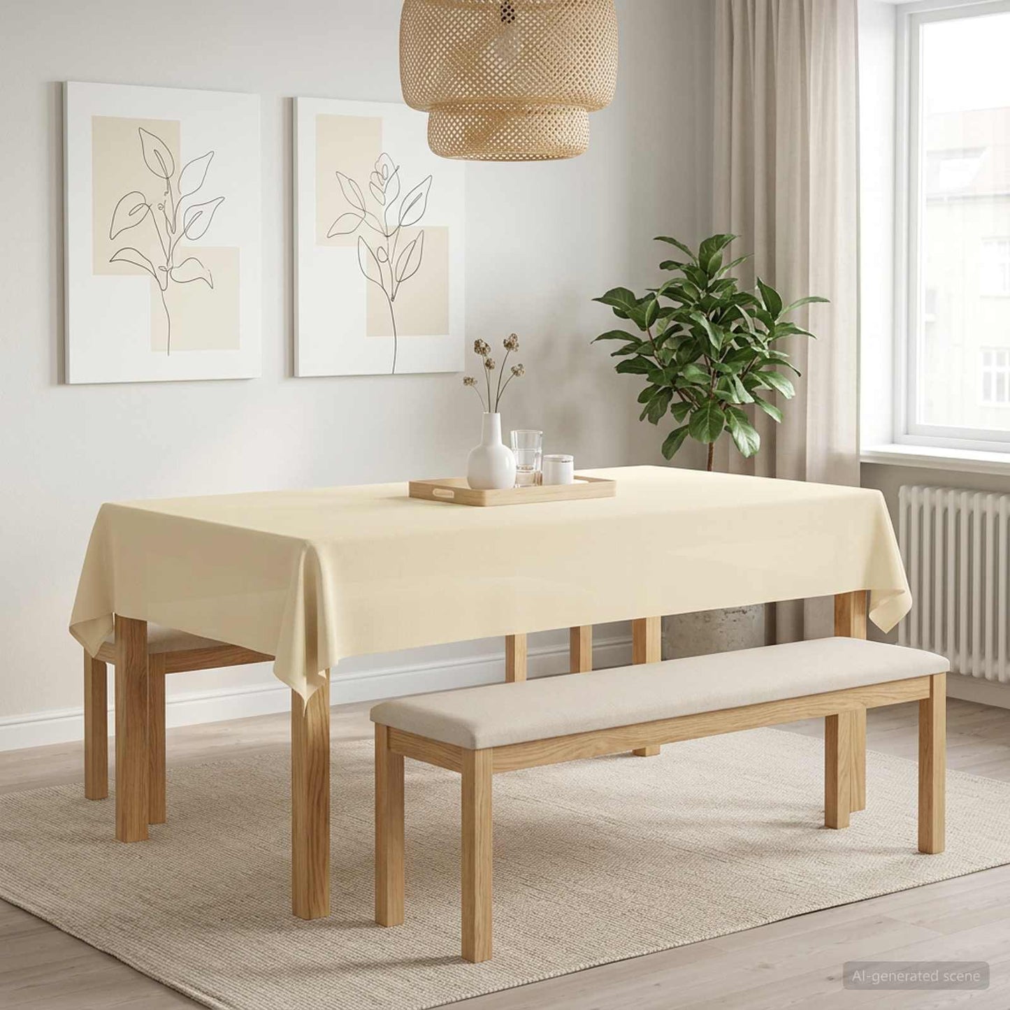 Table Cloth 5 pcs Cream White 140 x 260 cm Polyester