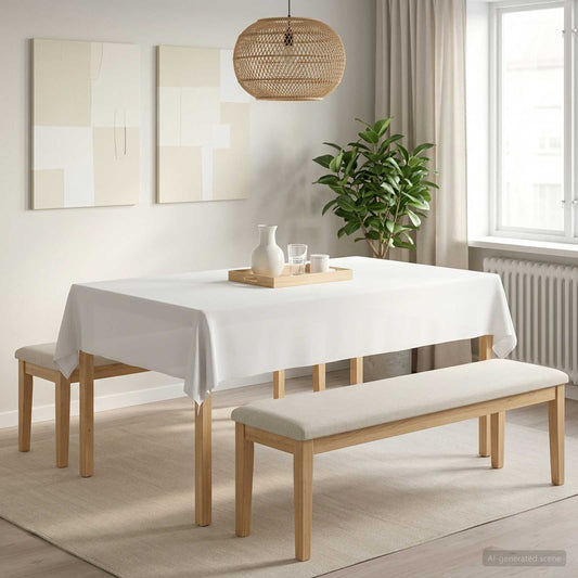 Table Cloth Rectangular White 110 x 180 cm Polyester