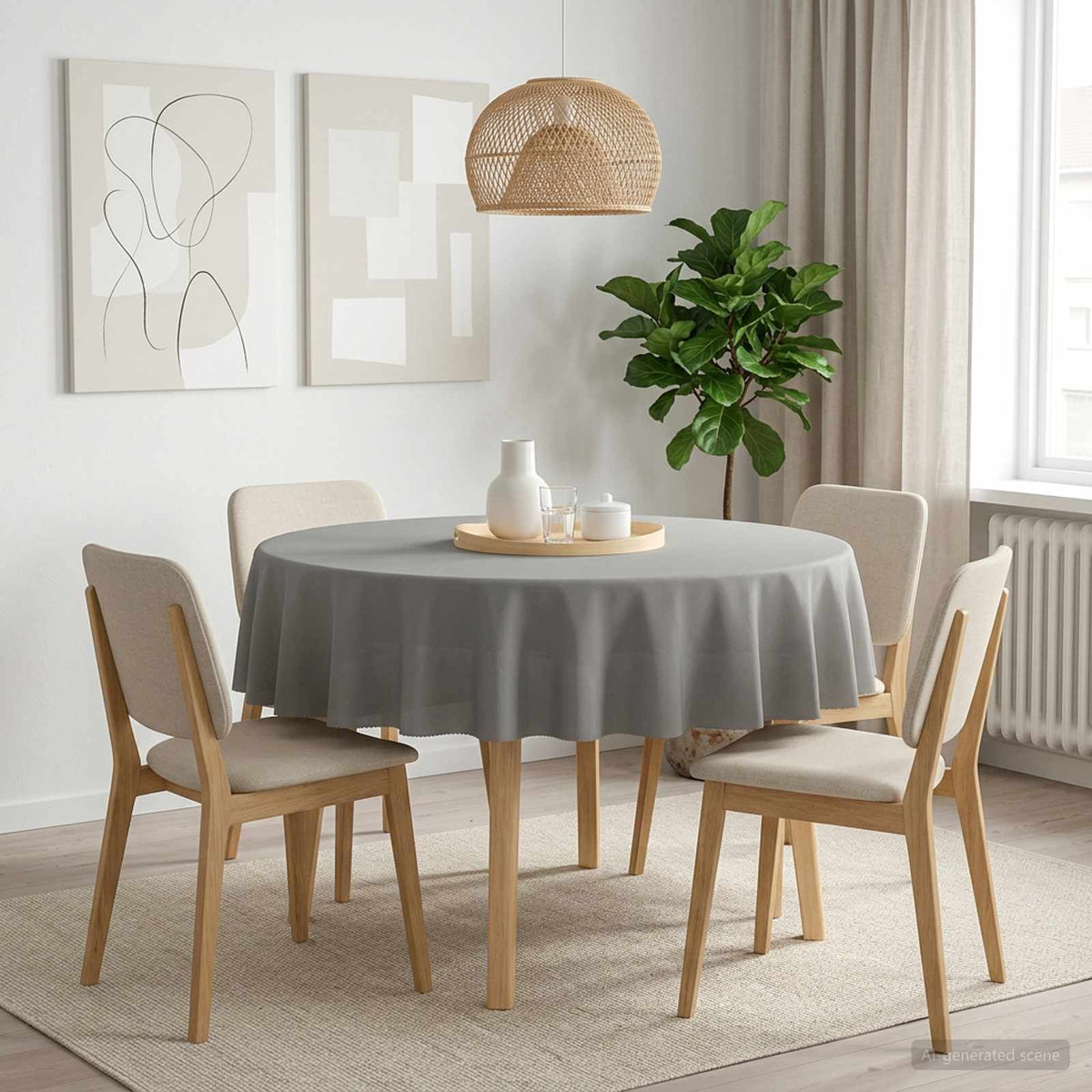 Table Cloth 5 pcs Round Light Grey Ø 180 cm Polyester