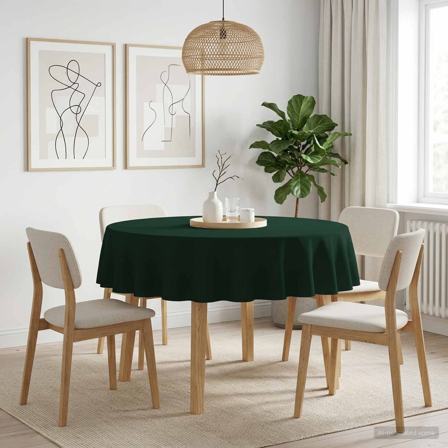 Table Cloth 5 pcs Round Dark Green Ø 160 cm Polyester