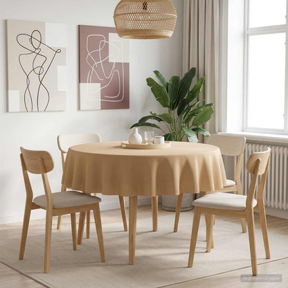 Table Cloth 5 pcs Round Beige Ø 180 cm Polyester