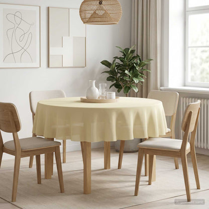 Table Cloth 5 pcs Round Cream White Ø 180 cm Polyester