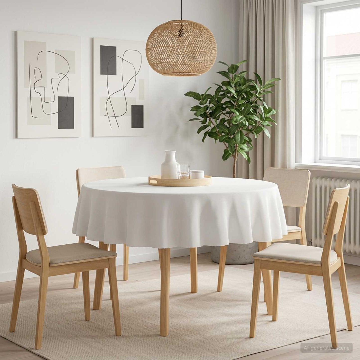 Table Cloth 5 pcs Round White Ø 180 cm Polyester