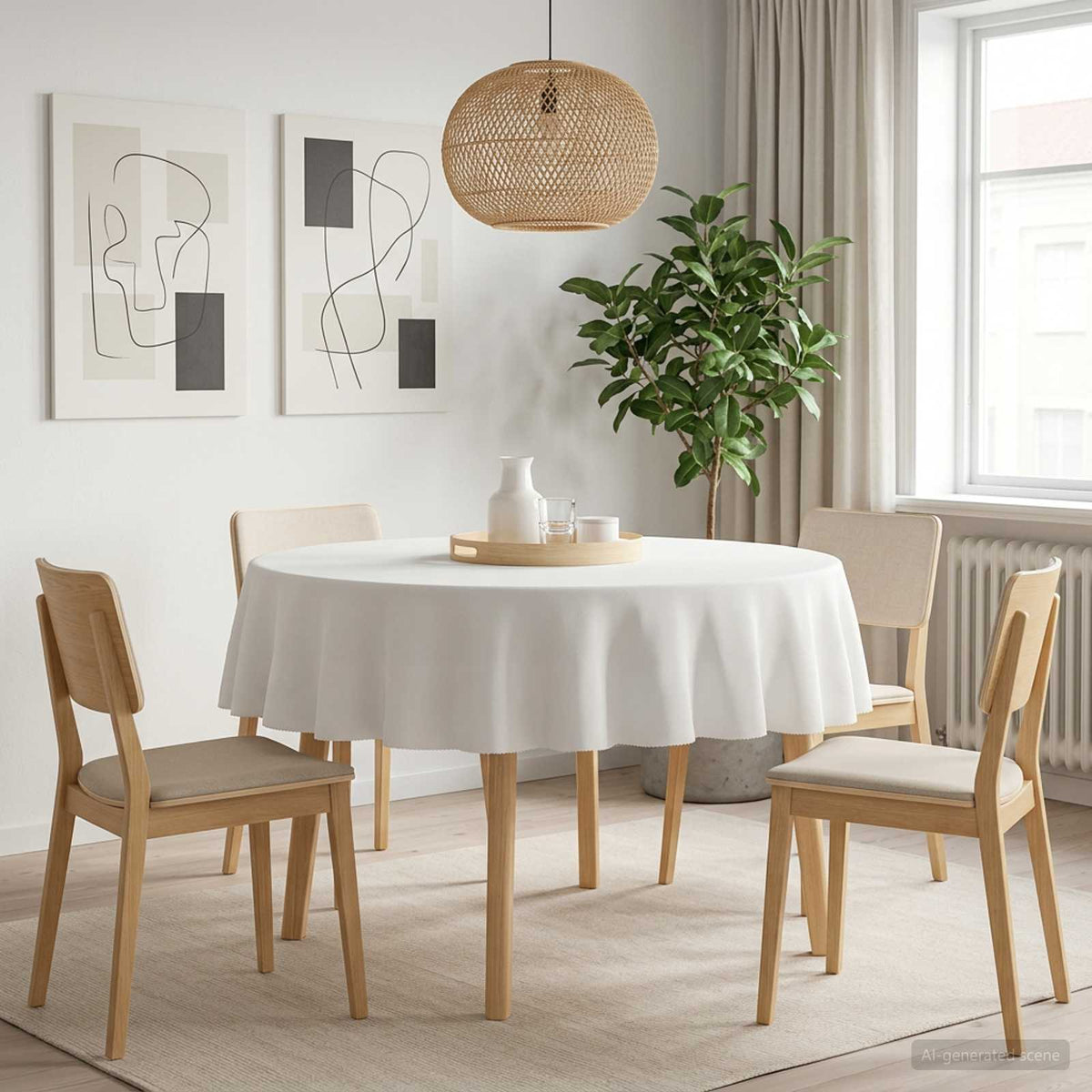 Table Cloth 5 pcs Round White Ø 140 cm Polyester