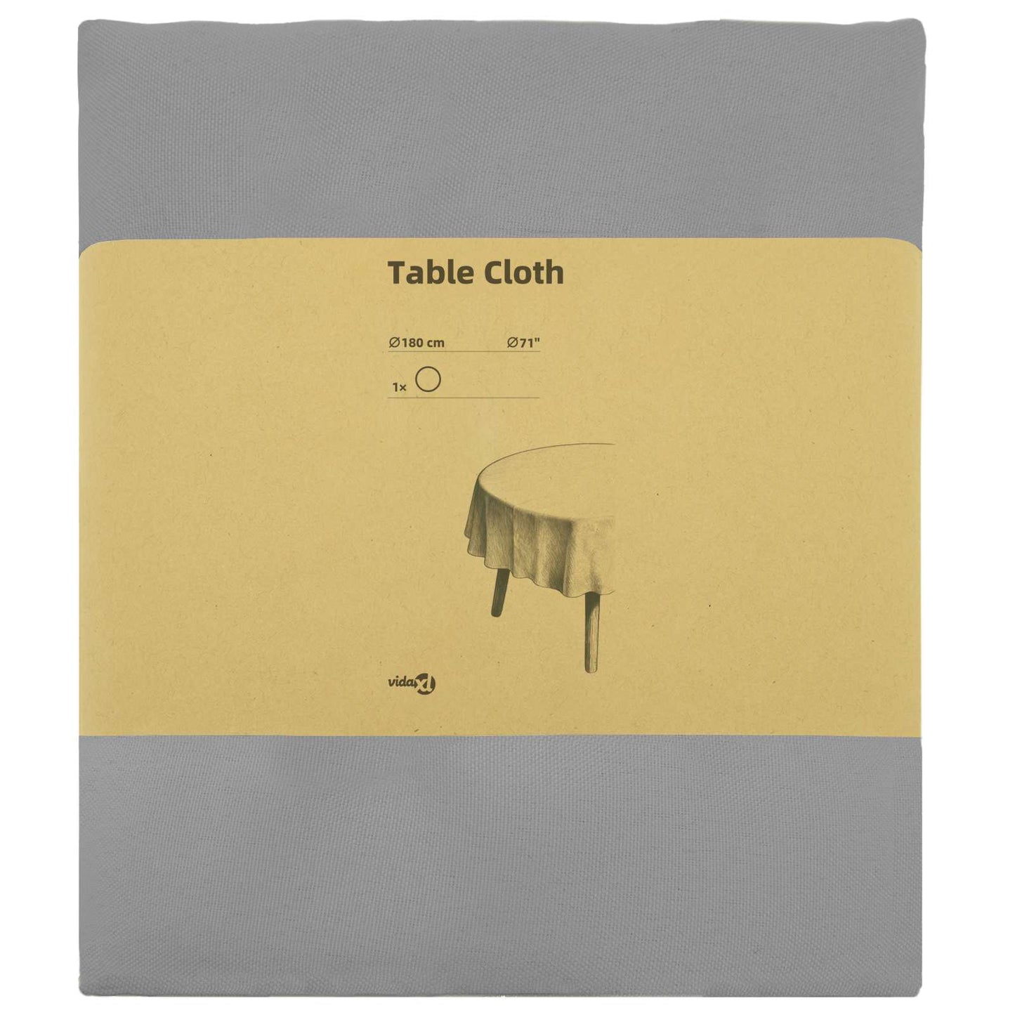 Table Cloth Round Light Grey Ø 180 cm Polyester